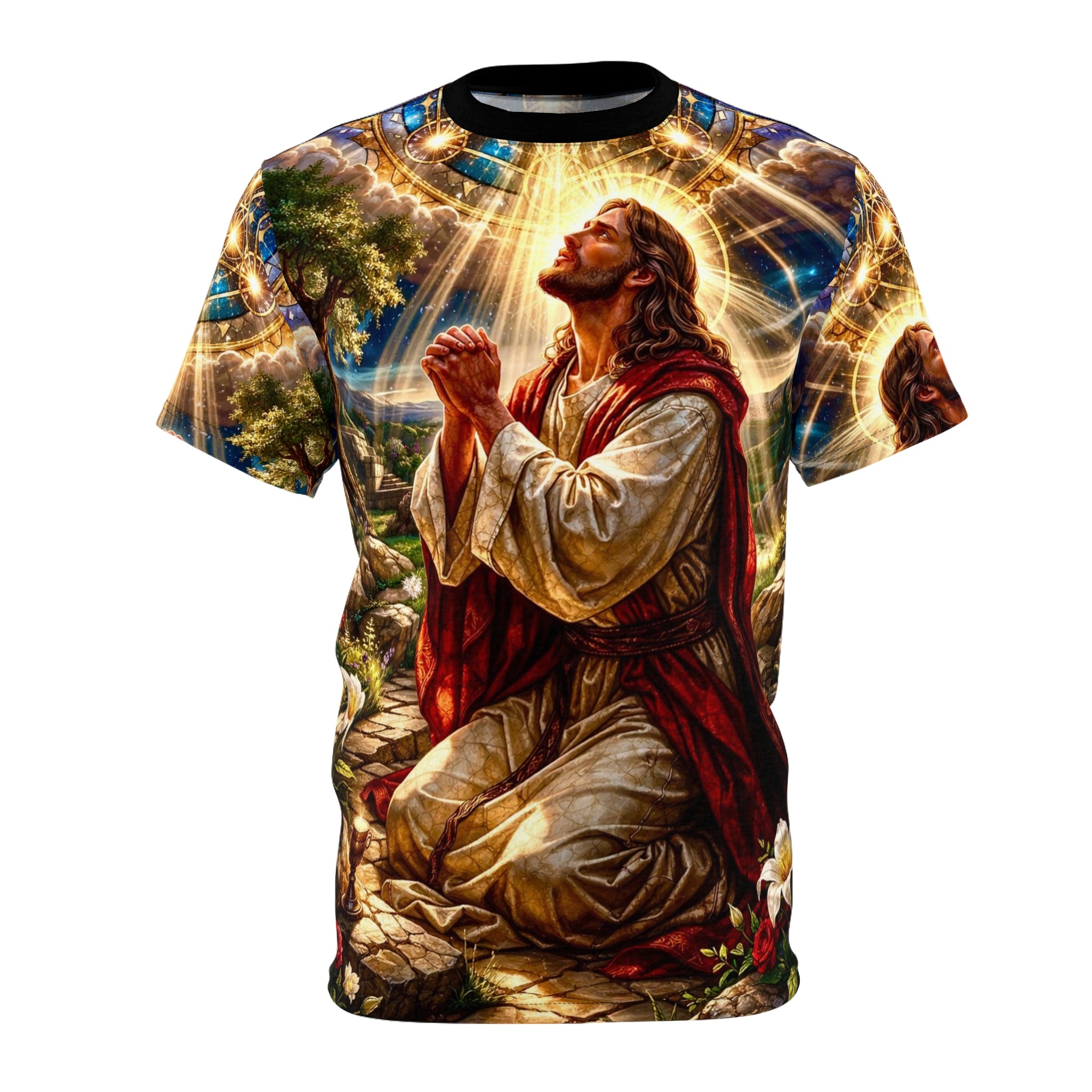 Jesus in the Garden of Gethsemane Unisex Cut & Sew Tee (AOP)