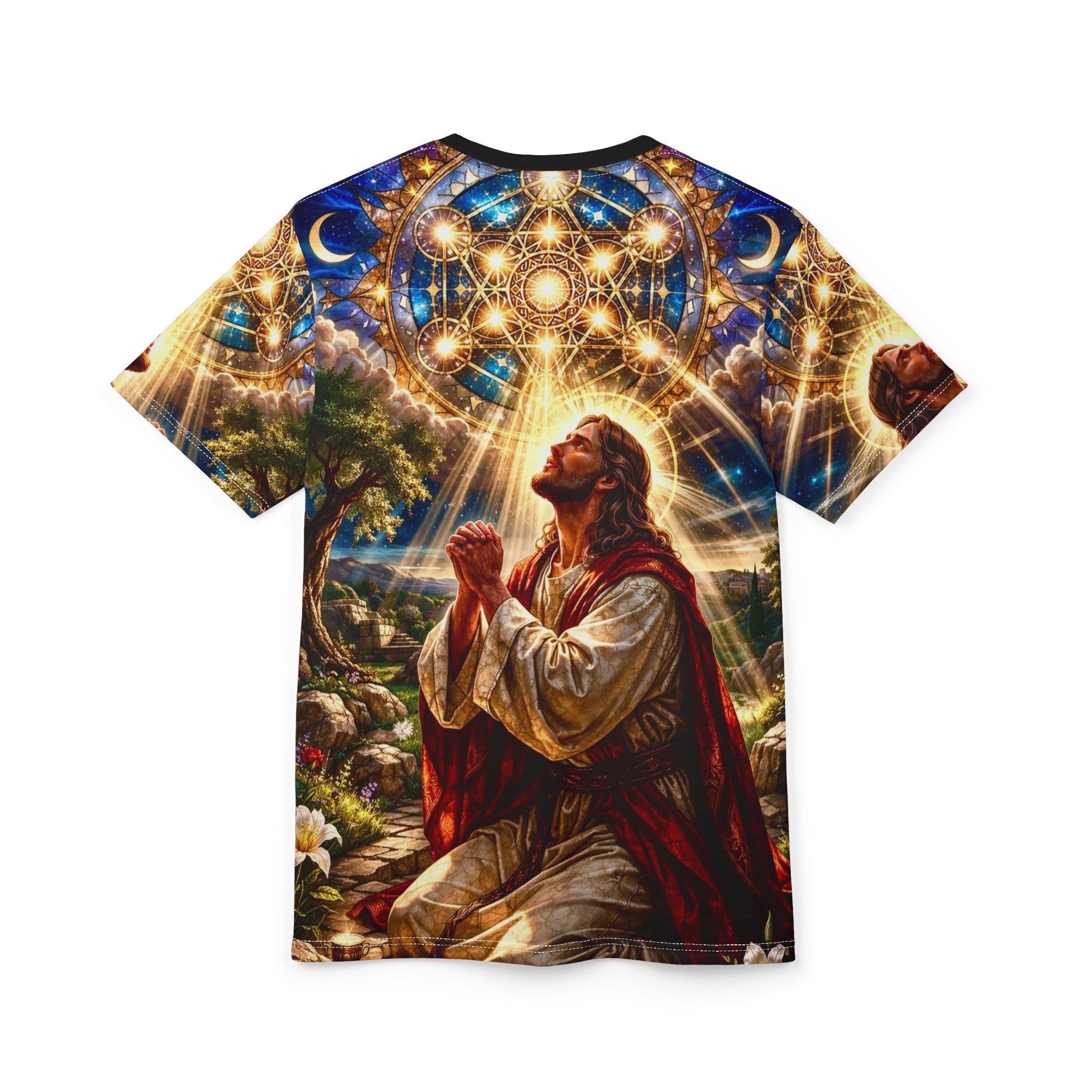 Jesus in the Garden of Gethsemane Unisex Cut & Sew Tee (AOP)