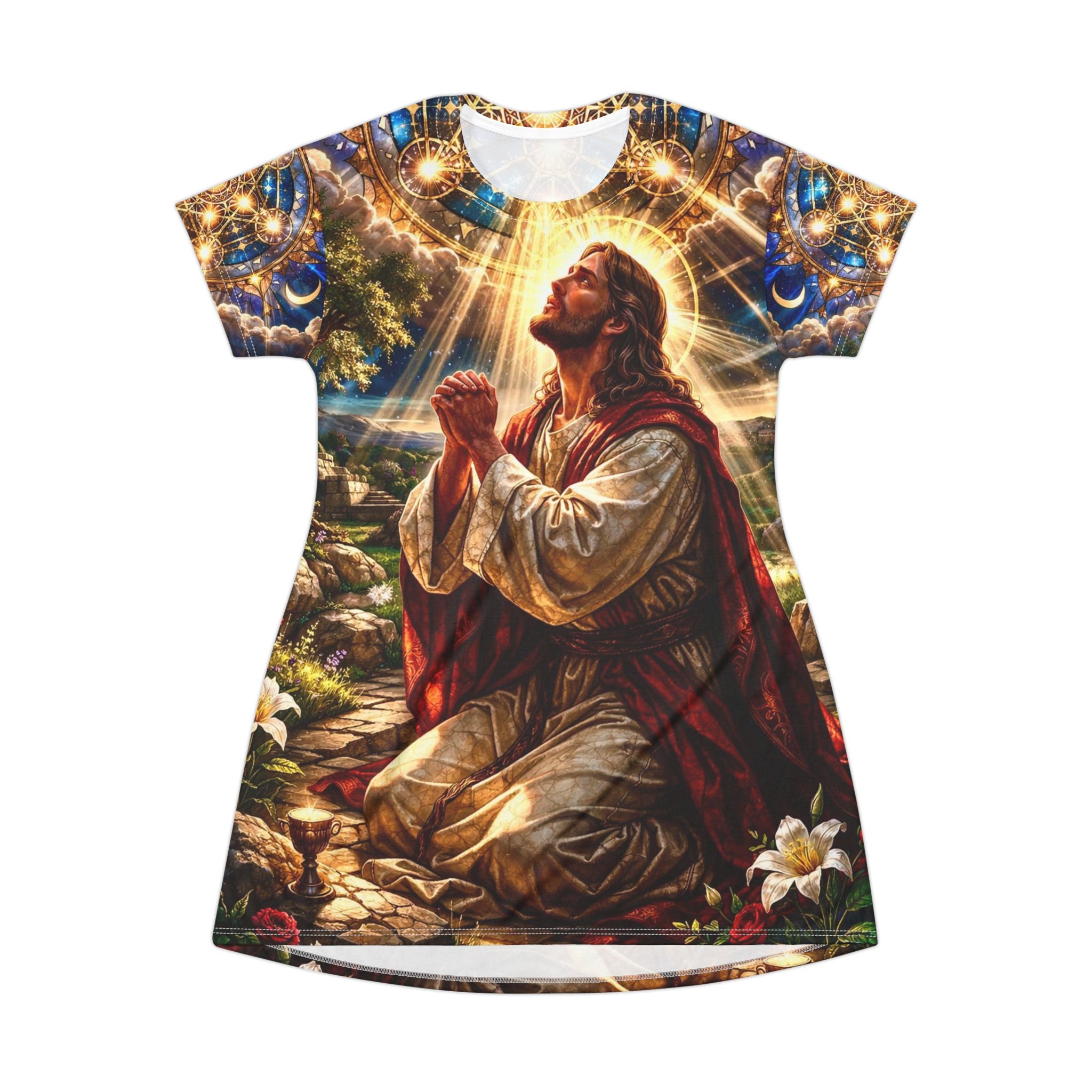Jesus in the Garden of Gethsemane T-Shirt Dress (AOP)