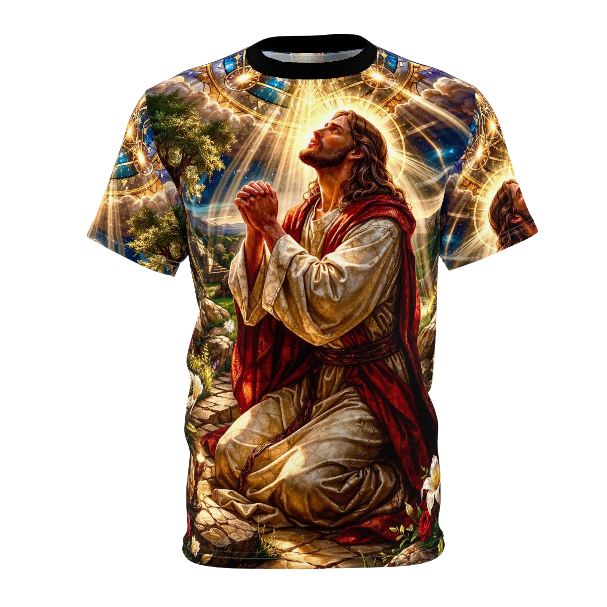 Jesus in the Garden of Gethsemane Unisex Cut & Sew Tee (AOP)