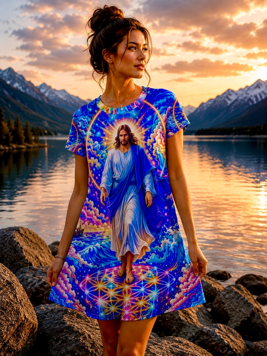 Resplendent Faith T-Shirt Dress (AOP)