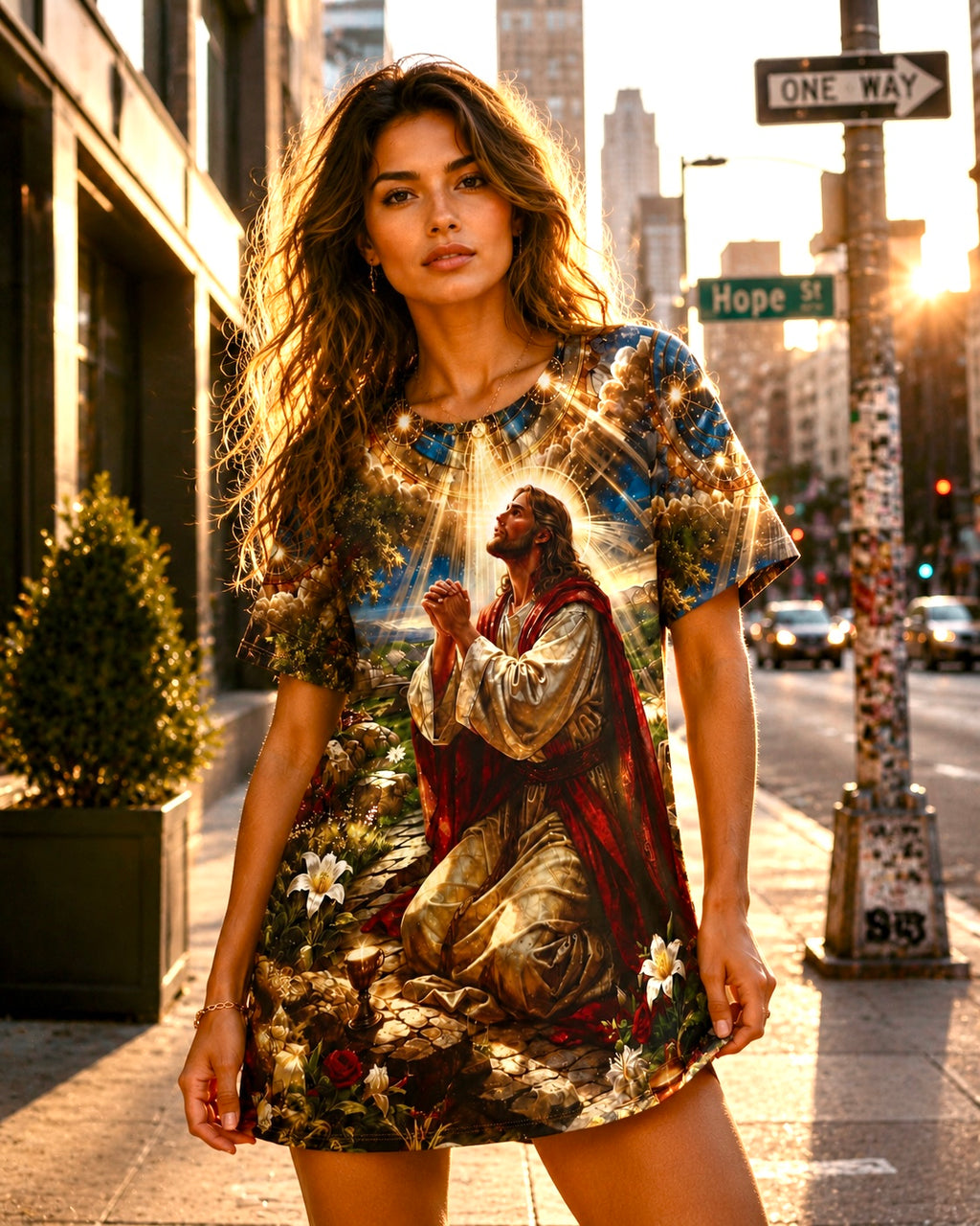 Jesus in the Garden of Gethsemane T-Shirt Dress (AOP)