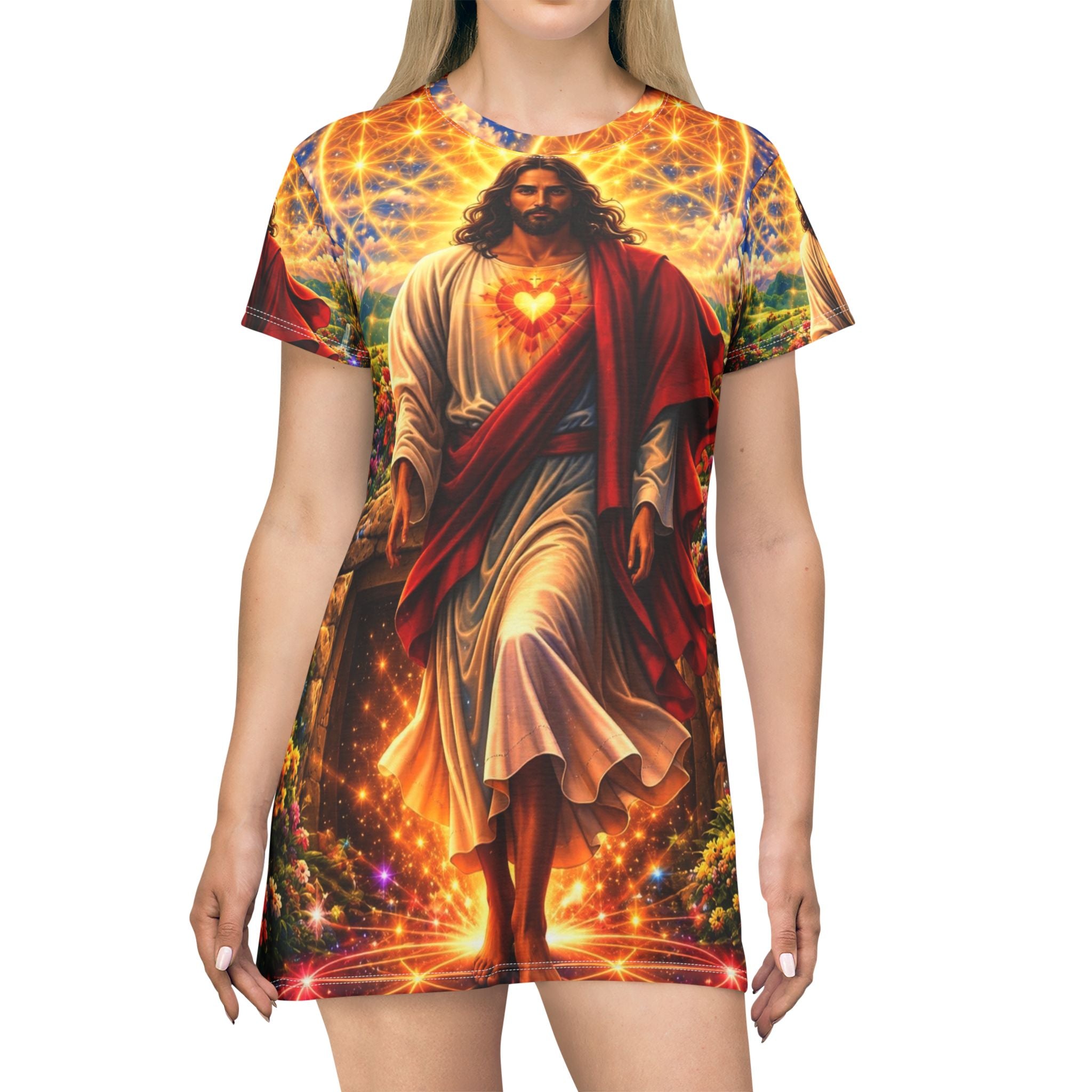 Radiant Ascension T-Shirt Dress (AOP)
