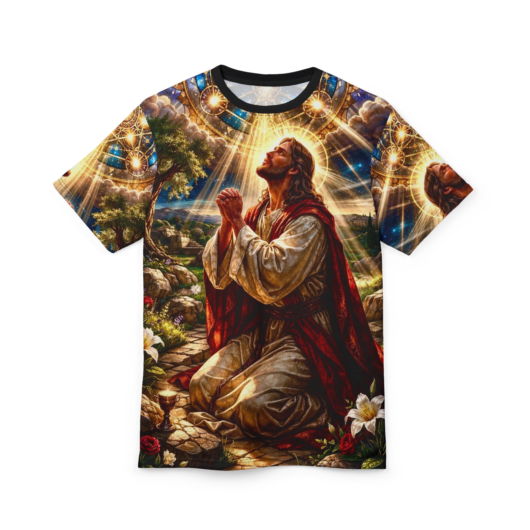 Jesus in the Garden of Gethsemane Unisex Cut & Sew Tee (AOP)