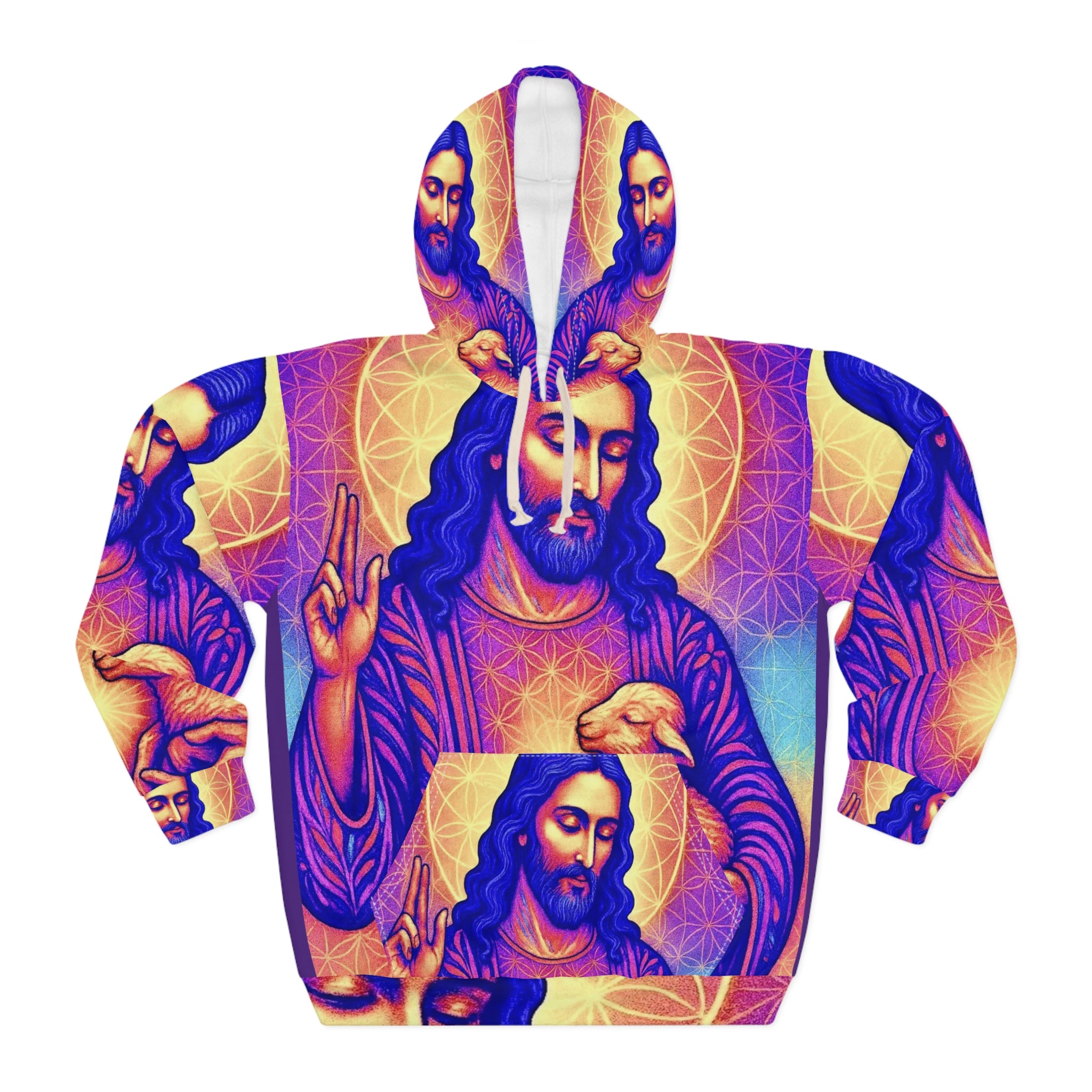 The Lamb Unisex Pullover Hoodie (AOP)