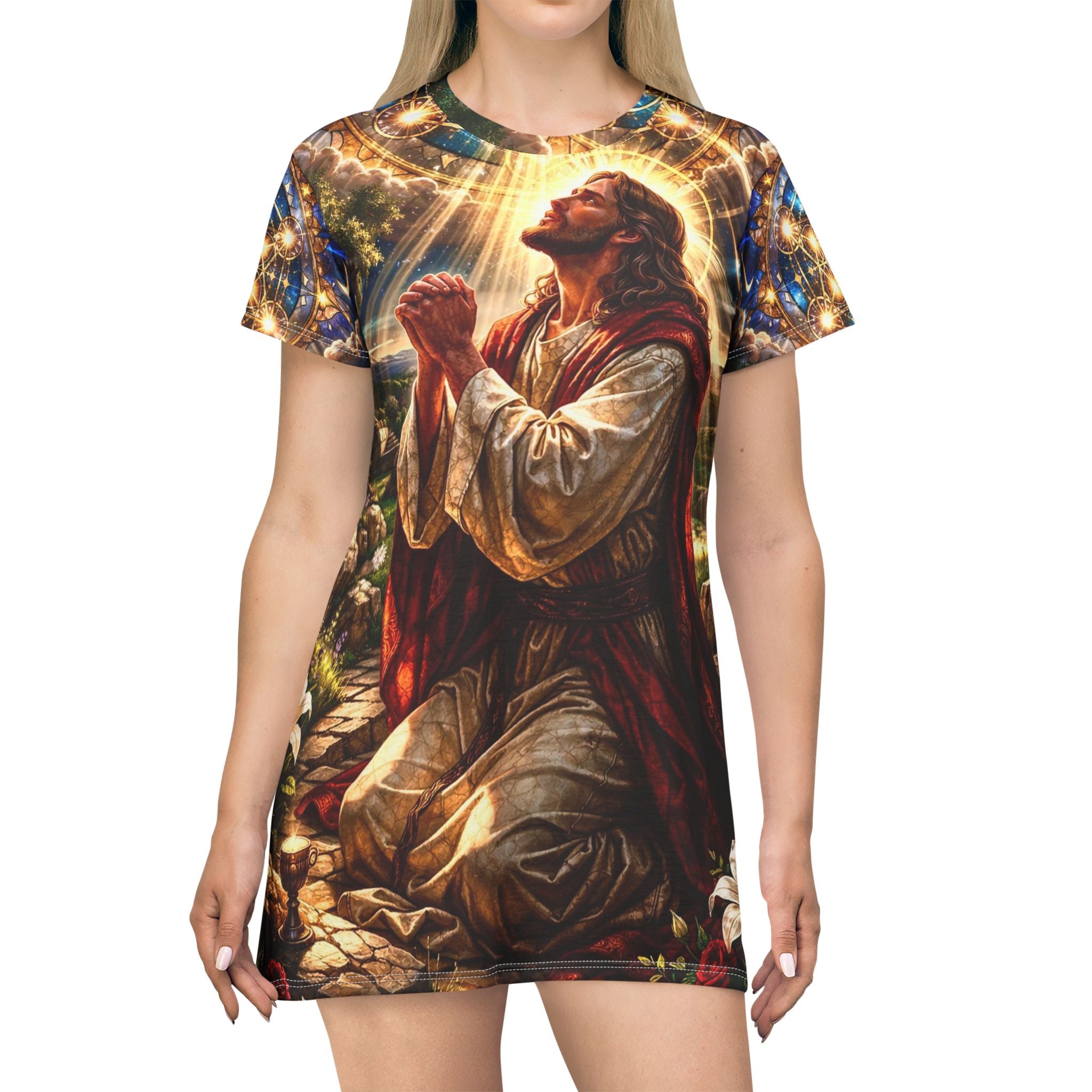 Jesus in the Garden of Gethsemane T-Shirt Dress (AOP)